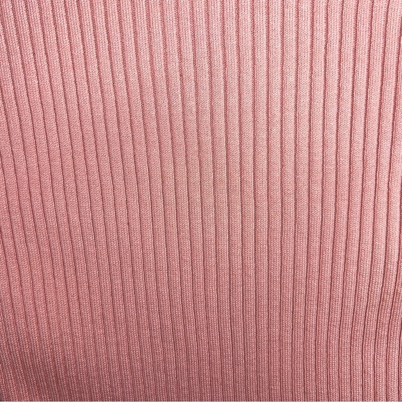 Small Bongo Pink Ribbed Long Bell Sleeve Sweater Knit Pastel Lettuce Trim - Picture 5 of 16